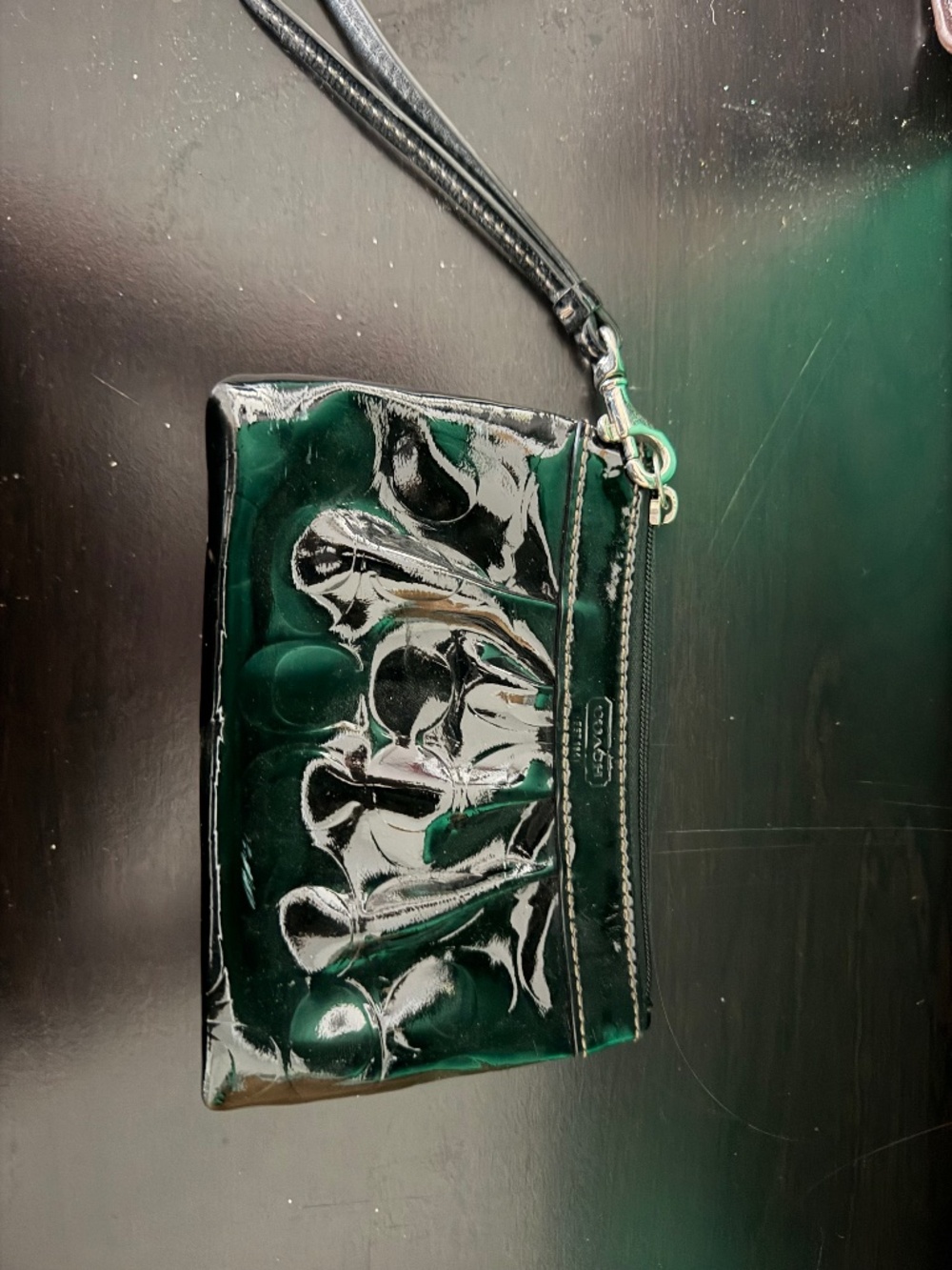 Patent leather coach wristlet